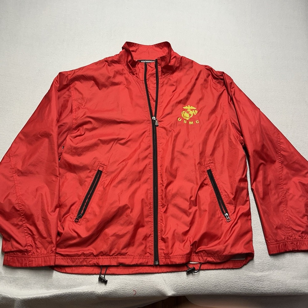 Vintage‎ Weatherproof Mens Red US Marines Zip Down Windbreaker Jacket Size Large - Picture 6 of 11